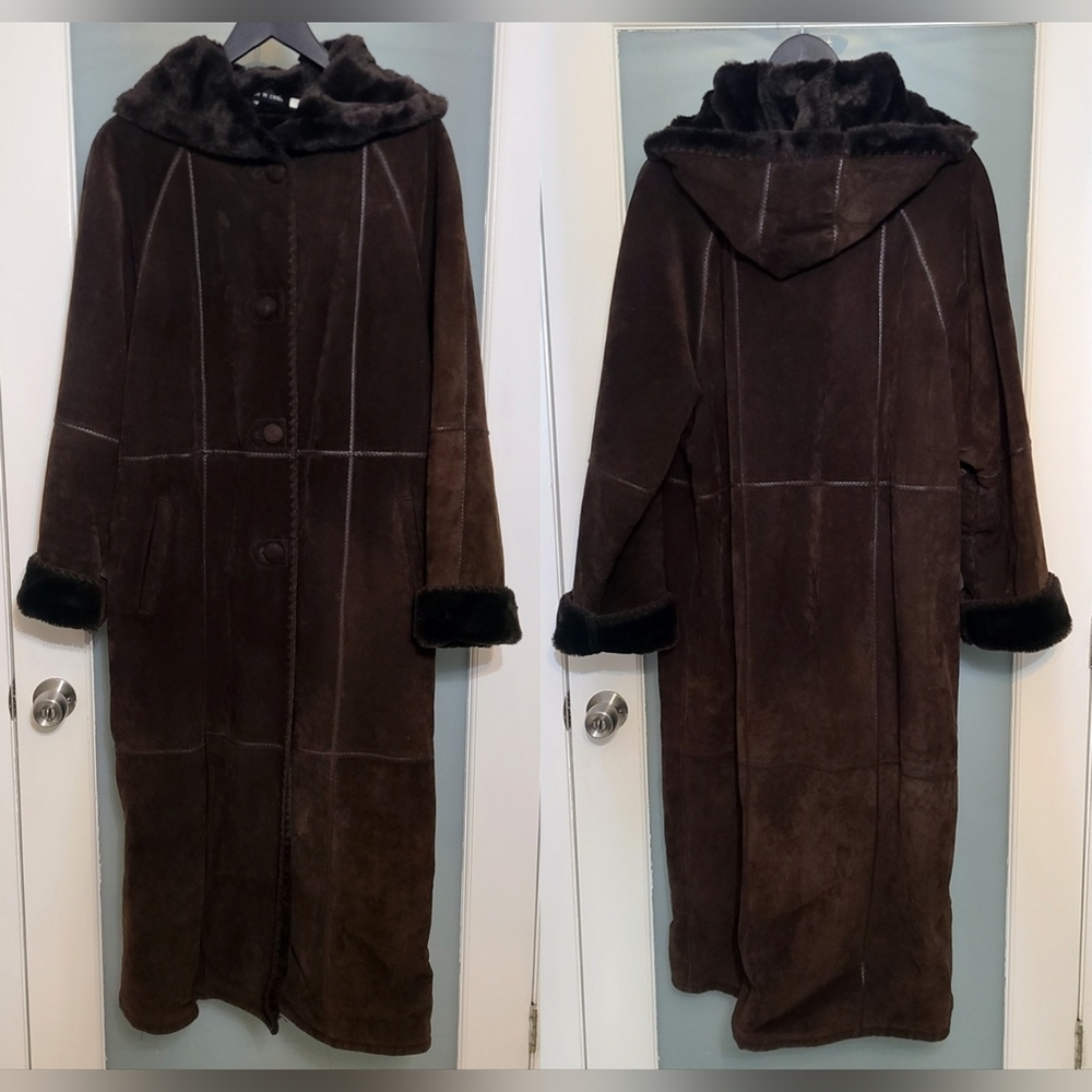 Marvin Richards - (Size L) Women's Winter Sheepskin Leather Hooded Coat